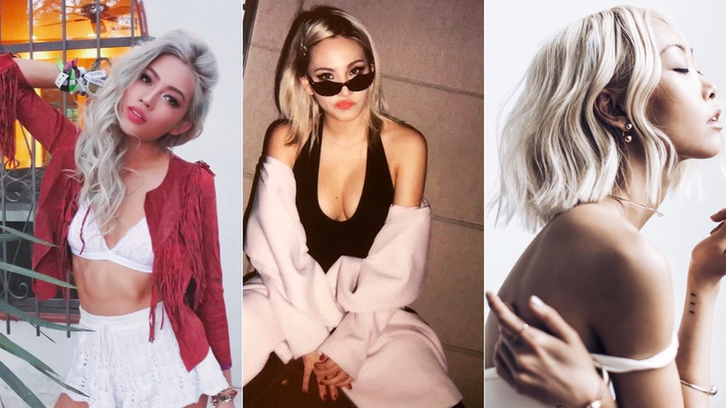 My extremely hot muses: Amy Pham, CL, Vanessa Hong. When researching, I knew enough about “beauty” & “skin tone” & “colors” to know that I needed to look at blonde Asian women specifically for ideas but not enough to tell the difference between various platinums and whatnot; as I eventually found out, these are three meaningfully different shades of blonde, but I am not a colorist and the fine print escapes me.
